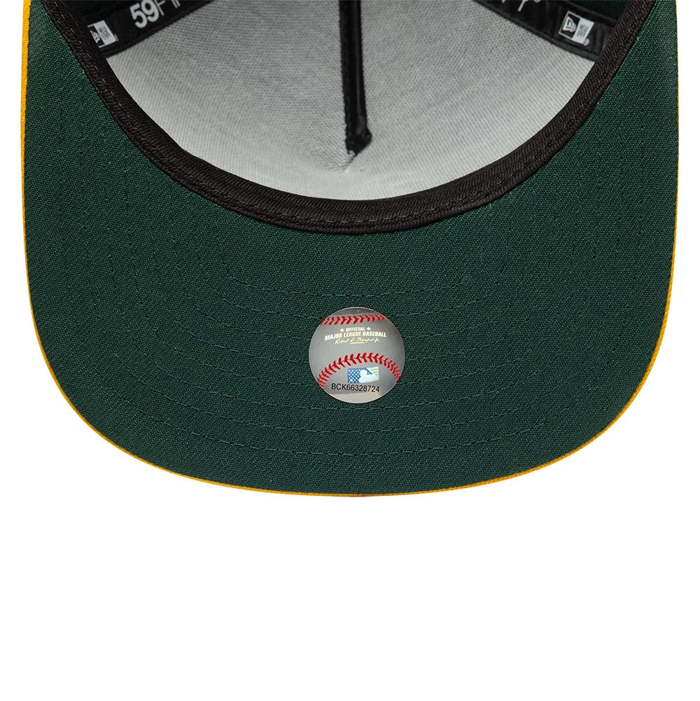 This is an Athletics Flat 59FIFTY A-Frame Fitted Cap in dark green & yellow. 7