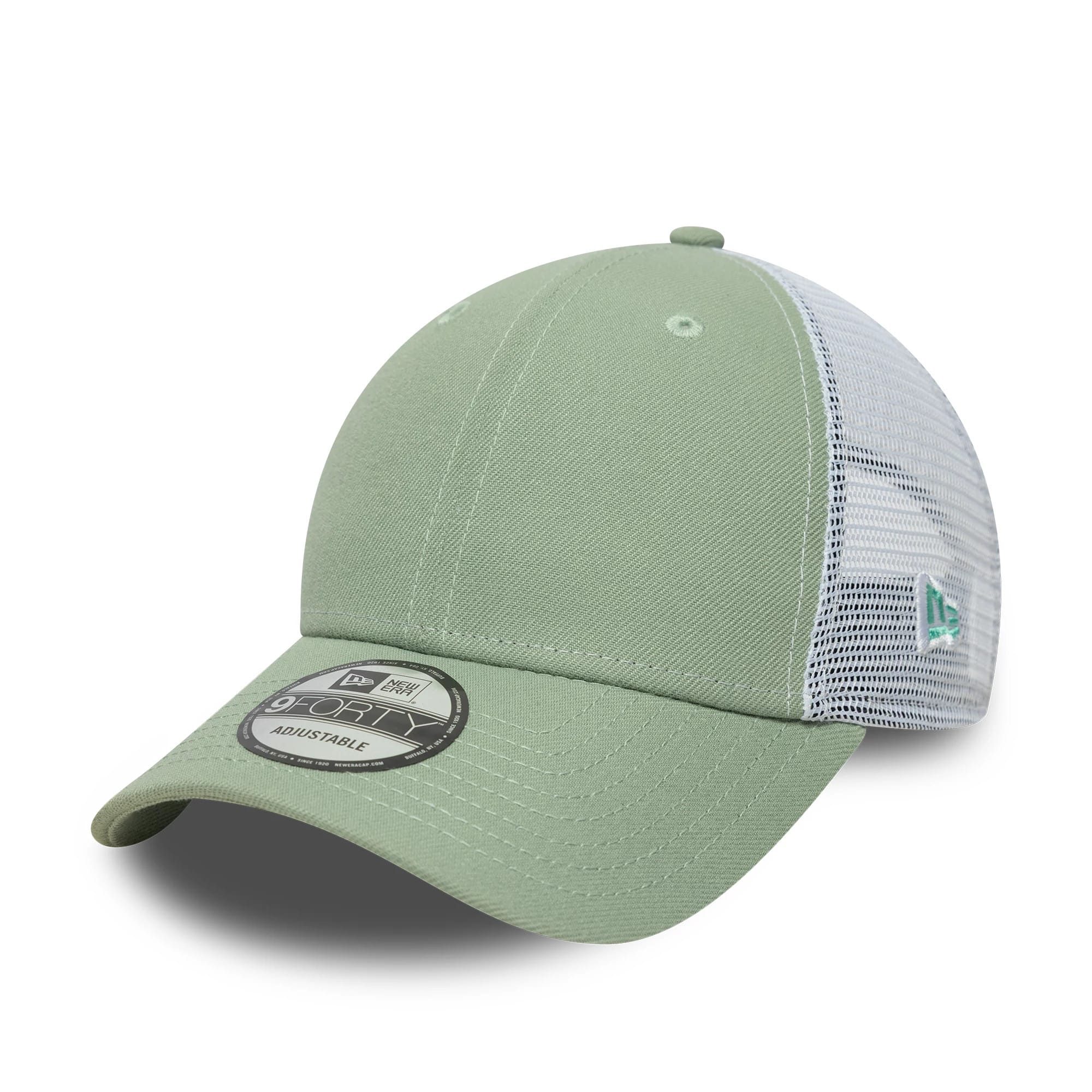 This is a New Era Green 9FORTY Trucker Adjustable Cap 1