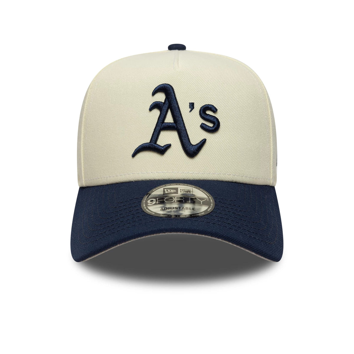 This is a Oakland Athletics MLB Chrome Blue Contrast Cream 9FORTY A-Frame Adjustable Cap 3