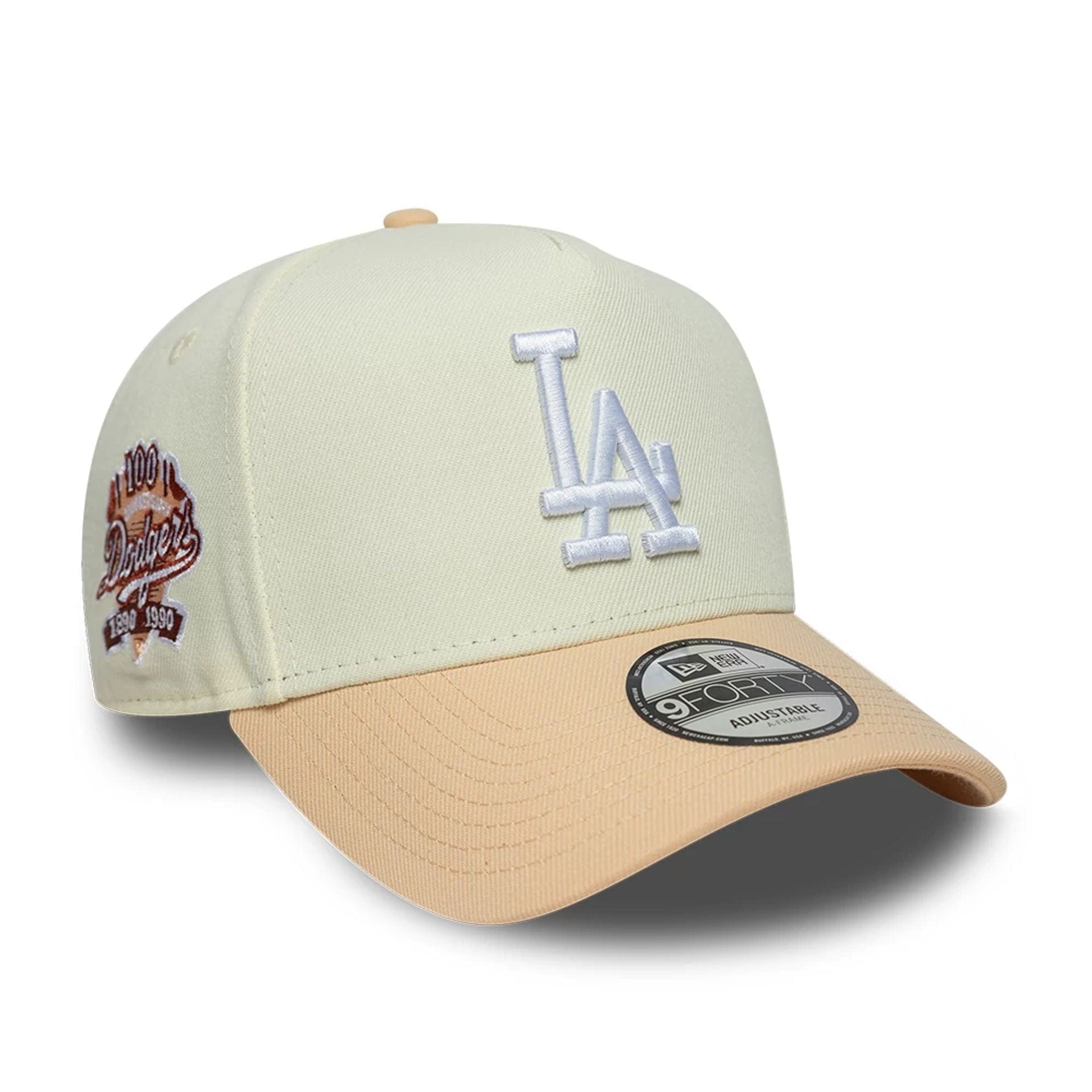 This is a LA Dodgers MLB Cream & Orange 9FORTY A-Frame Adjustable Cap 1