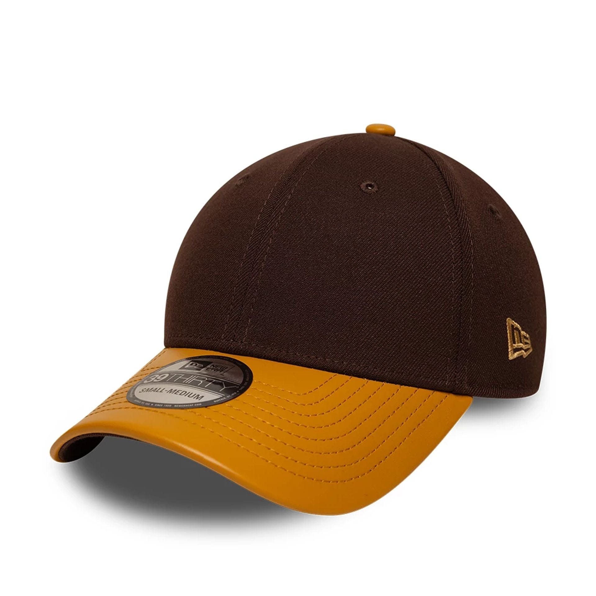This is a New Era Dark Brown 39THIRTY Stretch Fit Cap 1
