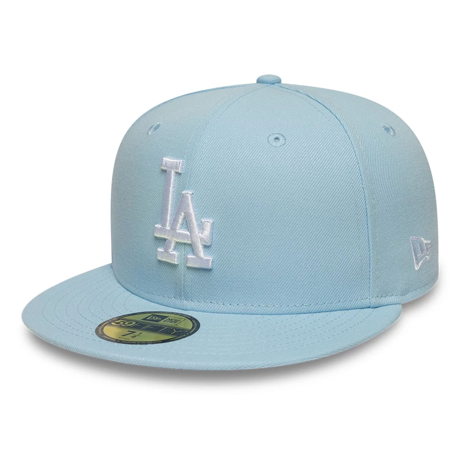 This is a LA Dodgers MLB Pastel Blue 59FIFTY Fitted Cap 1