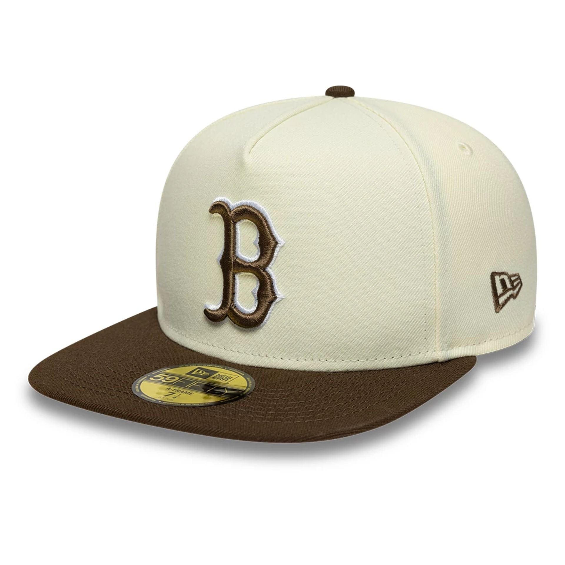 This is a Boston Red Sox MLB Cream 59FIFTY A-Frame Fitted Cap 1