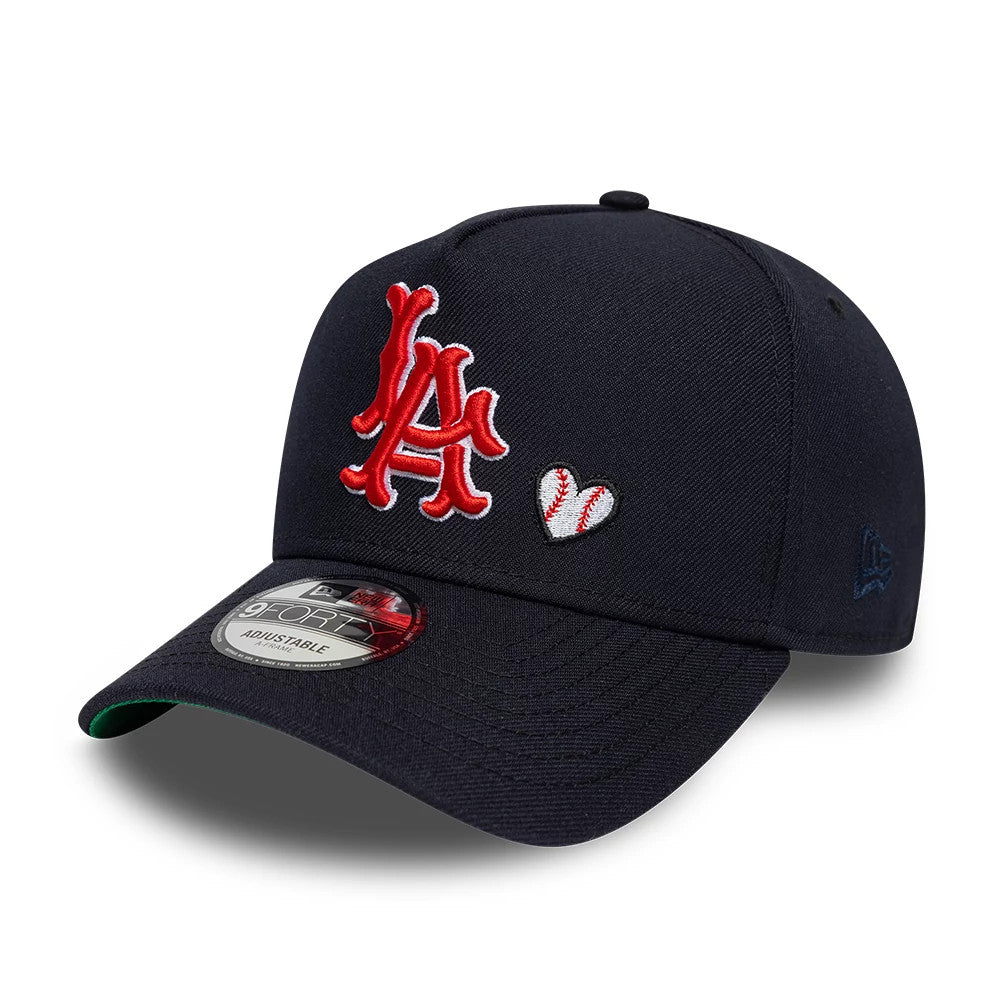 Pictured is this MLB Heart LA Angels 9FORTY A-Frame Adjustable cap in navy. 1