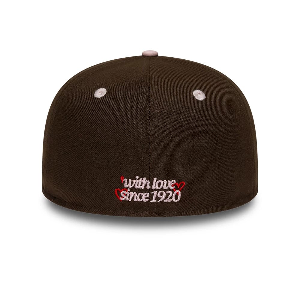 Pictured is this New Era With Love 59FIFTY Fitted cap in dark brown. 2