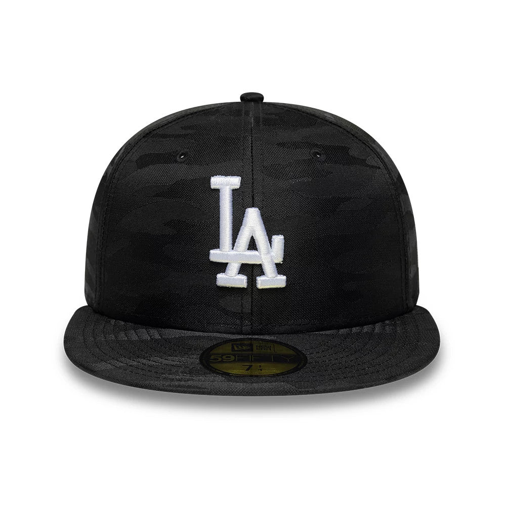 Pictured is this MLB Camo LA Dodgers 59FIFTY Fitted cap in black. 2