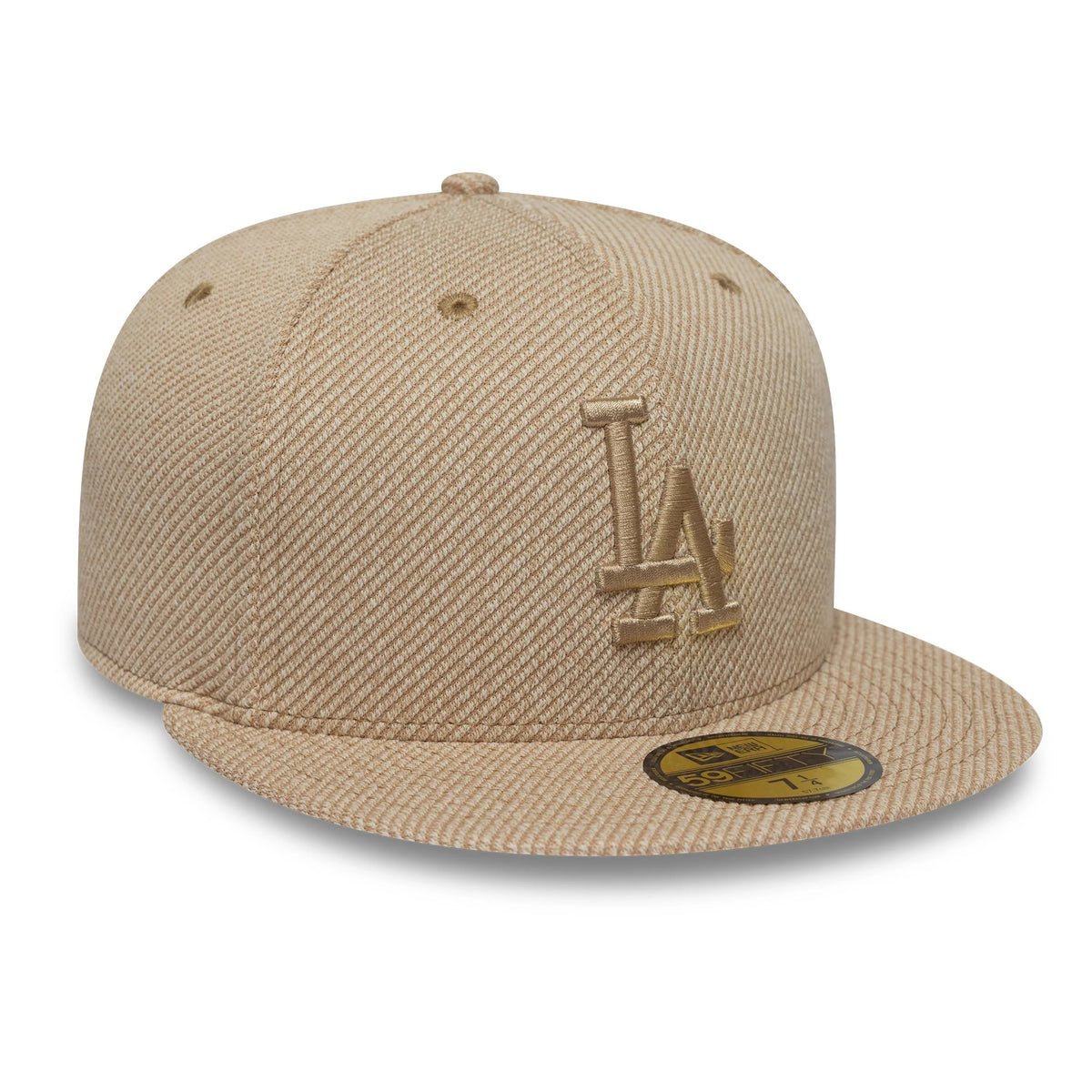 Pictured is this MLB Heather Tan LA Dodgers 59FIFTY Fitted cap in tan. 3