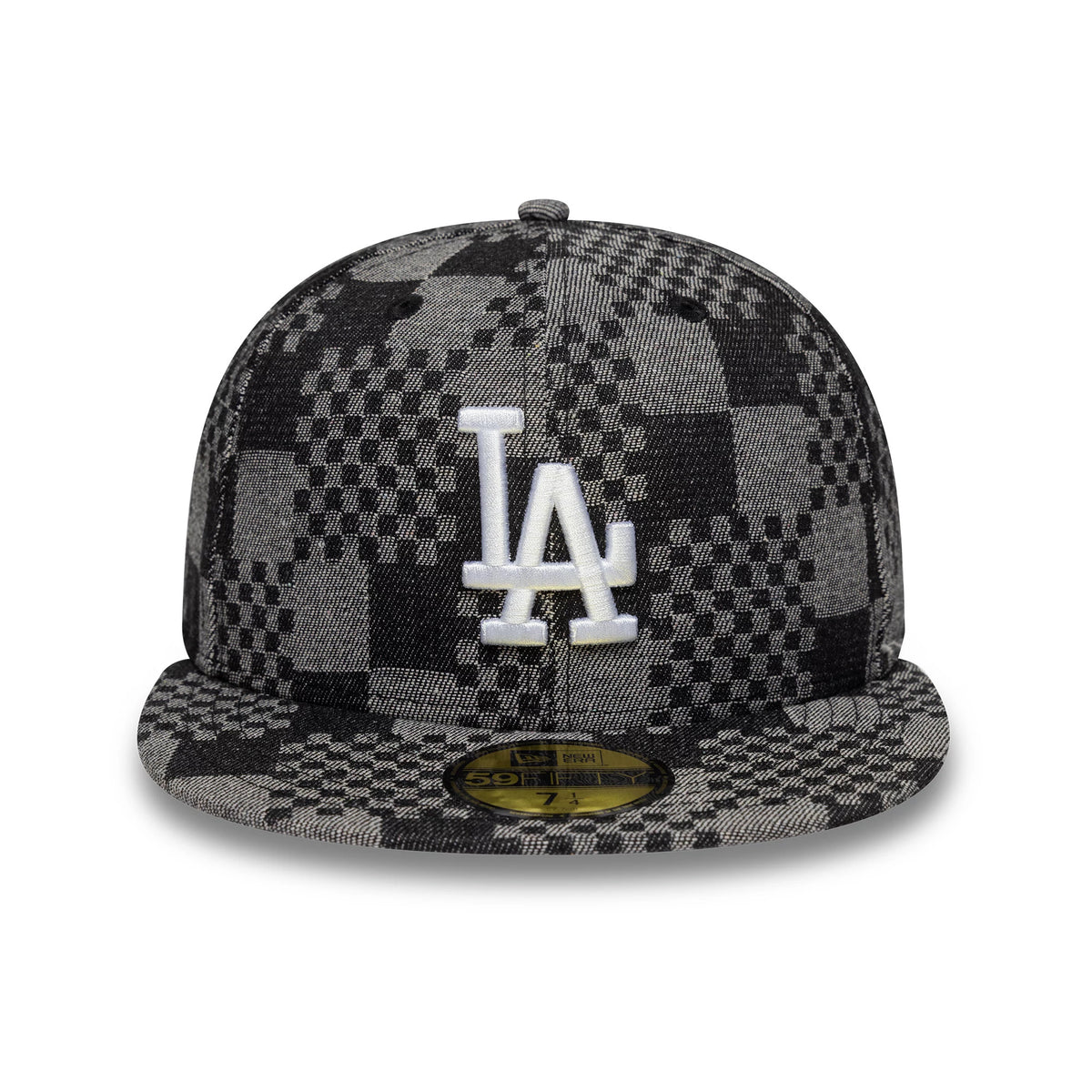 Pictured is this MLB Denim LA Dodgers 59FIFTY Fitted cap in black. 3