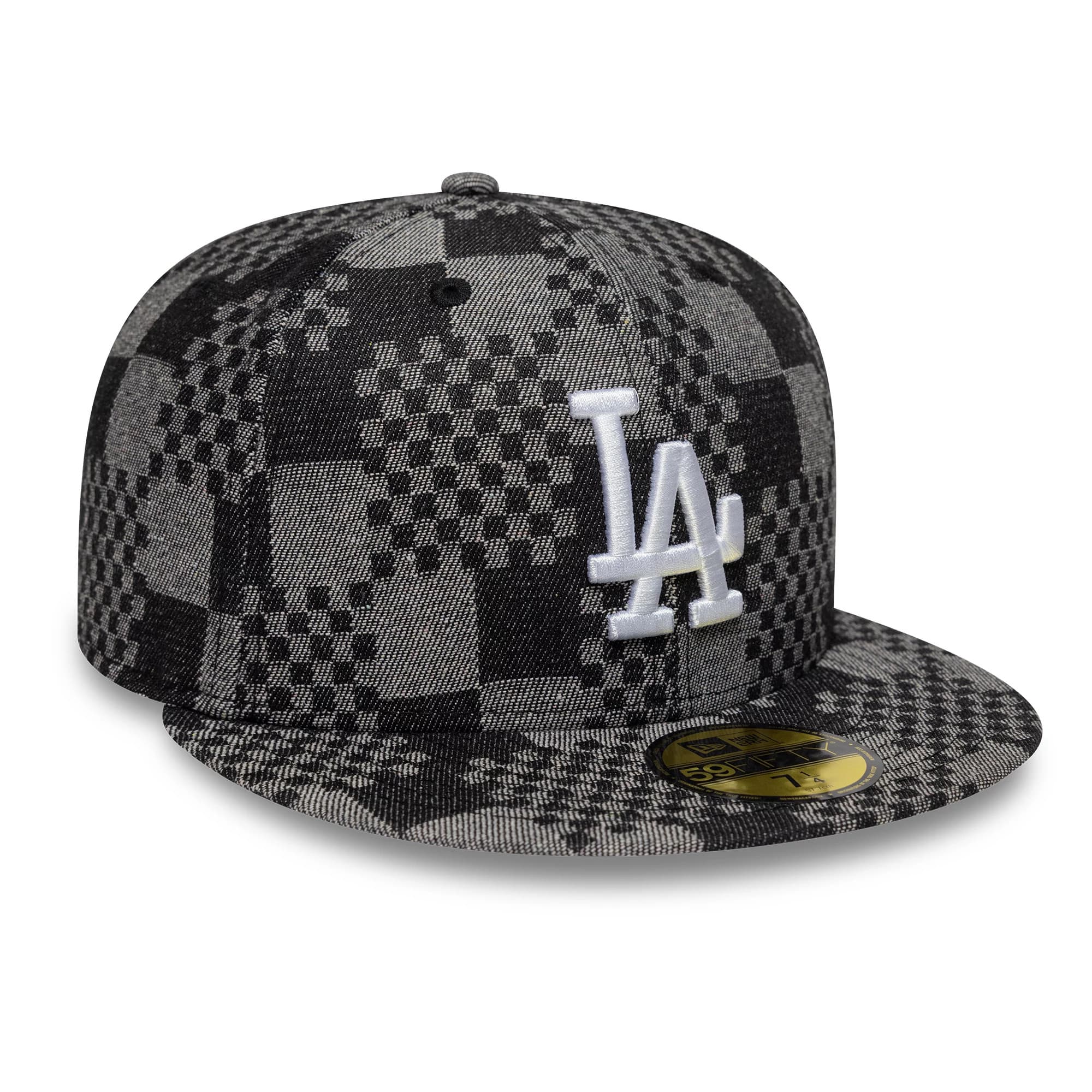 Pictured is this MLB Denim LA Dodgers 59FIFTY Fitted cap in black. 4