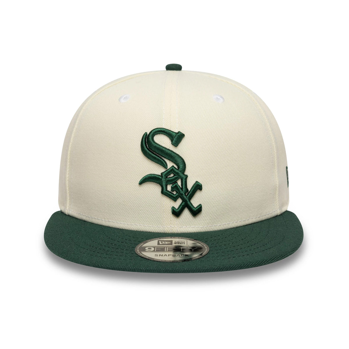 Pictured is this MLB Chicago White Sox 9FIFTY Snapback cap in cream and dark green. 2