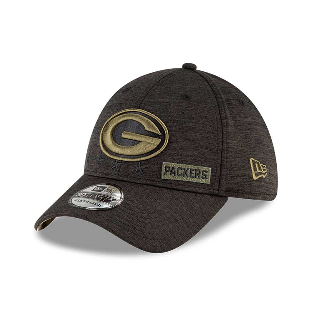 S-M New Era Green Bay Packers 39thirty Cap Salute To Service 2020 Black 