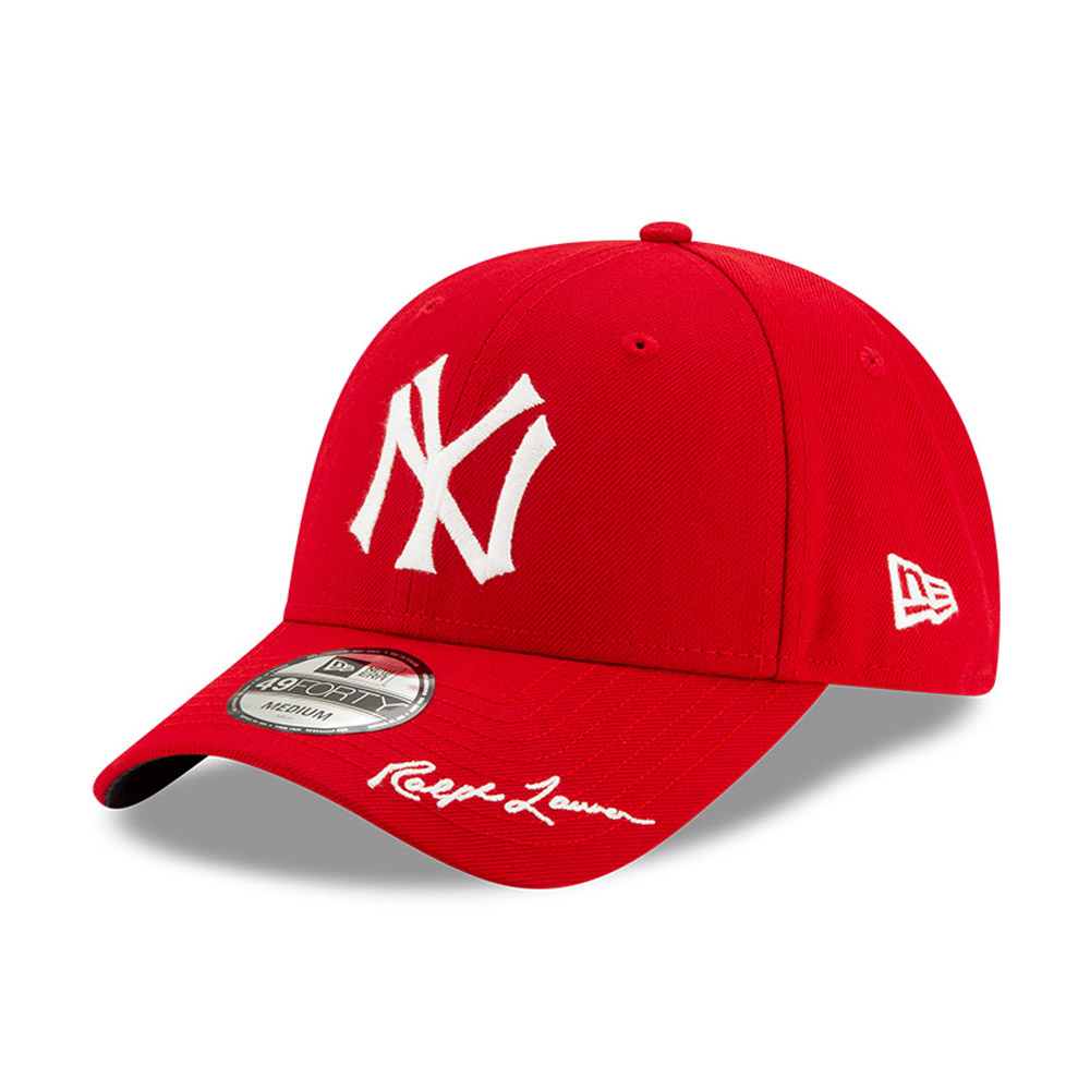 Official New Era New York Yankees MLB x Ralph Lauren Polo Scarlet 49FORTY  Fitted Cap
