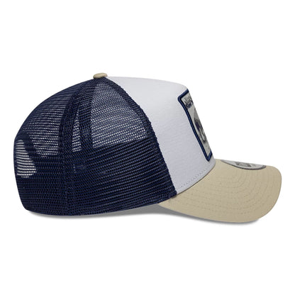 Pictured is this New Era New York State Bison 9FORTY A-Frame Trucker Adjustable cap in white. 5