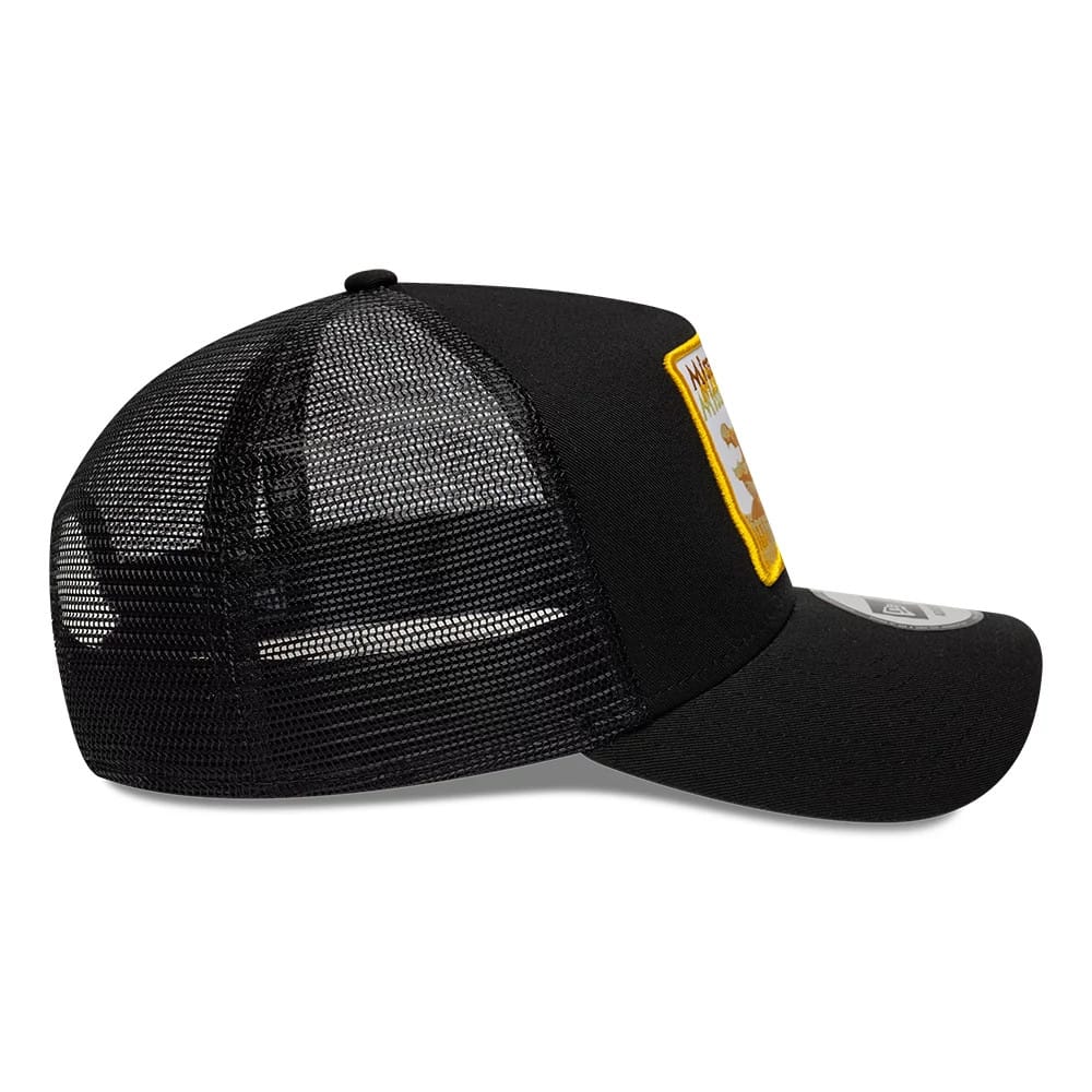 Pictured is this New Era Mississippi Gator 9FORTY A-Frame Trucker Adjustable cap in black. 5