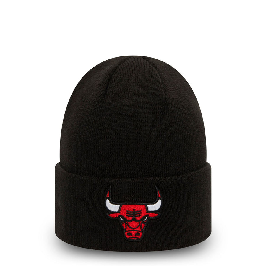 This is a Chicago Bulls Essential Black Cuff Beanie Hat 1