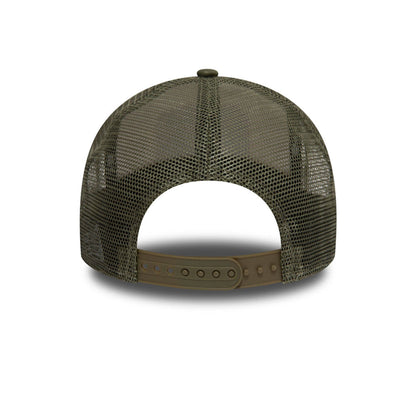 Pictured is this New Era Outdoor Washed 9FORTY A-Frame Trucker Adjustable cap in Dark Green. 2