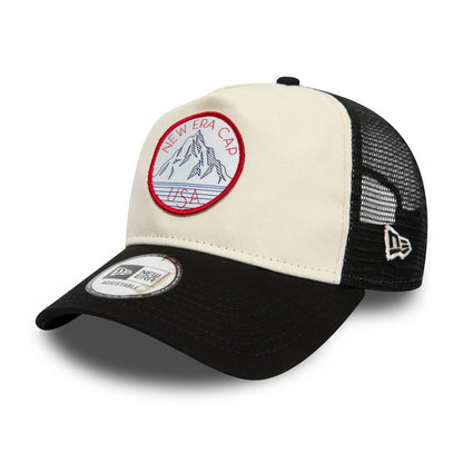 Pictured is this New Era Outdoor Washed 9FORTY A-Frame Trucker Adjustable cap in Black. 1