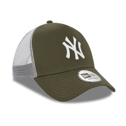 This is a New York Yankees Khaki A-Frame Trucker Cap 3
