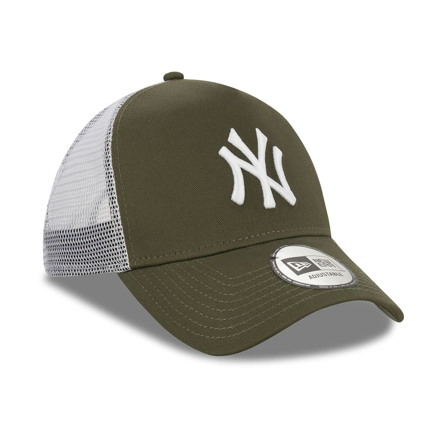 This is a New York Yankees Khaki A-Frame Trucker Cap 3
