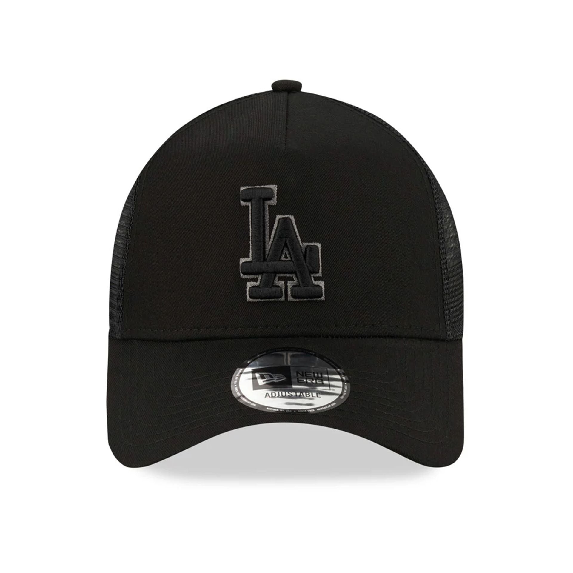 This is a LA Dodgers Tonal Black A-Frame Trucker Cap 2