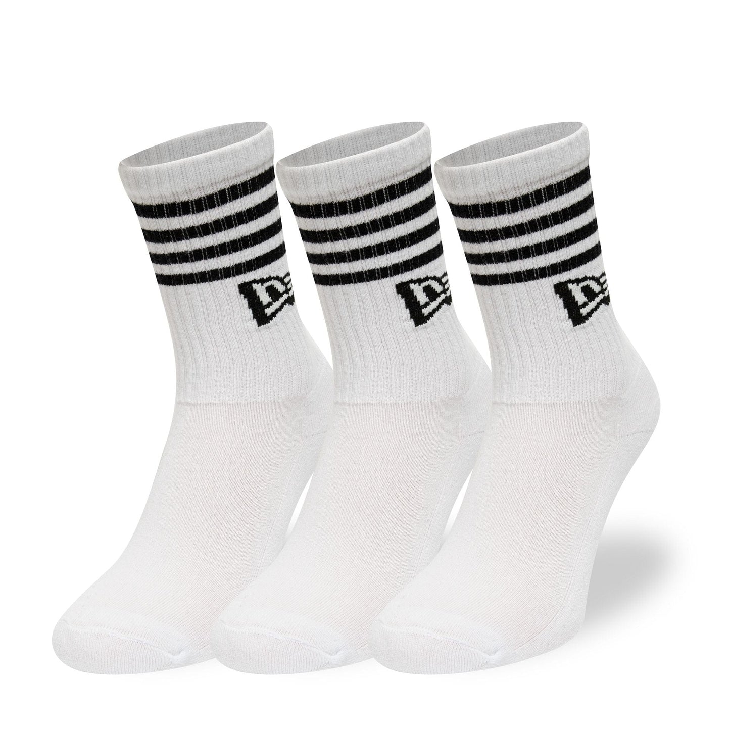 This is a New Era Stripe 3 Pack Crew White Socks 2