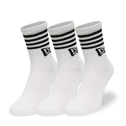 This is a New Era Stripe 3 Pack Crew White Socks 2