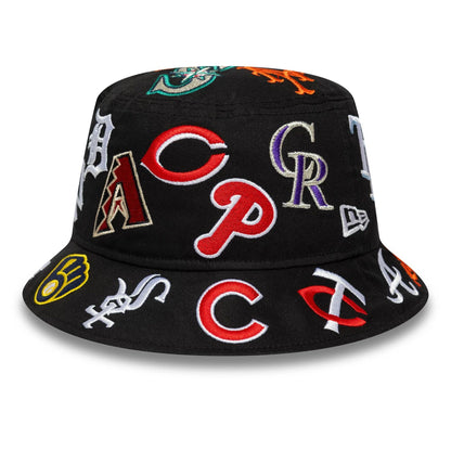 This is a MLB All Over Black Bucket Hat 1