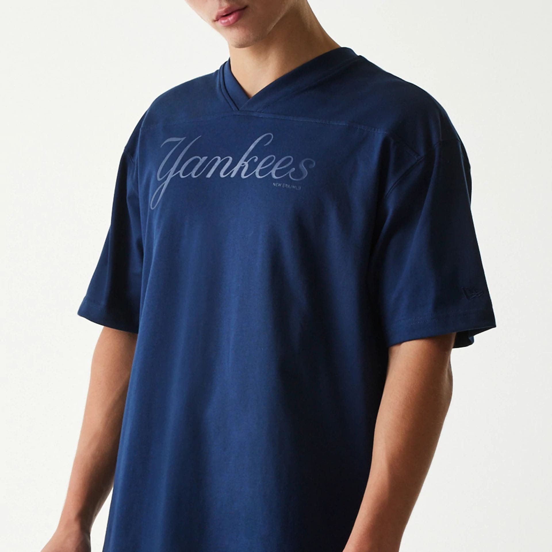 The Male model is wearing New York Yankees Tonal Pack Blue T-Shirt 3