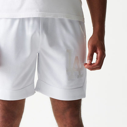 The Male model is wearing LA Dodgers Tonal Pack White Shorts 4