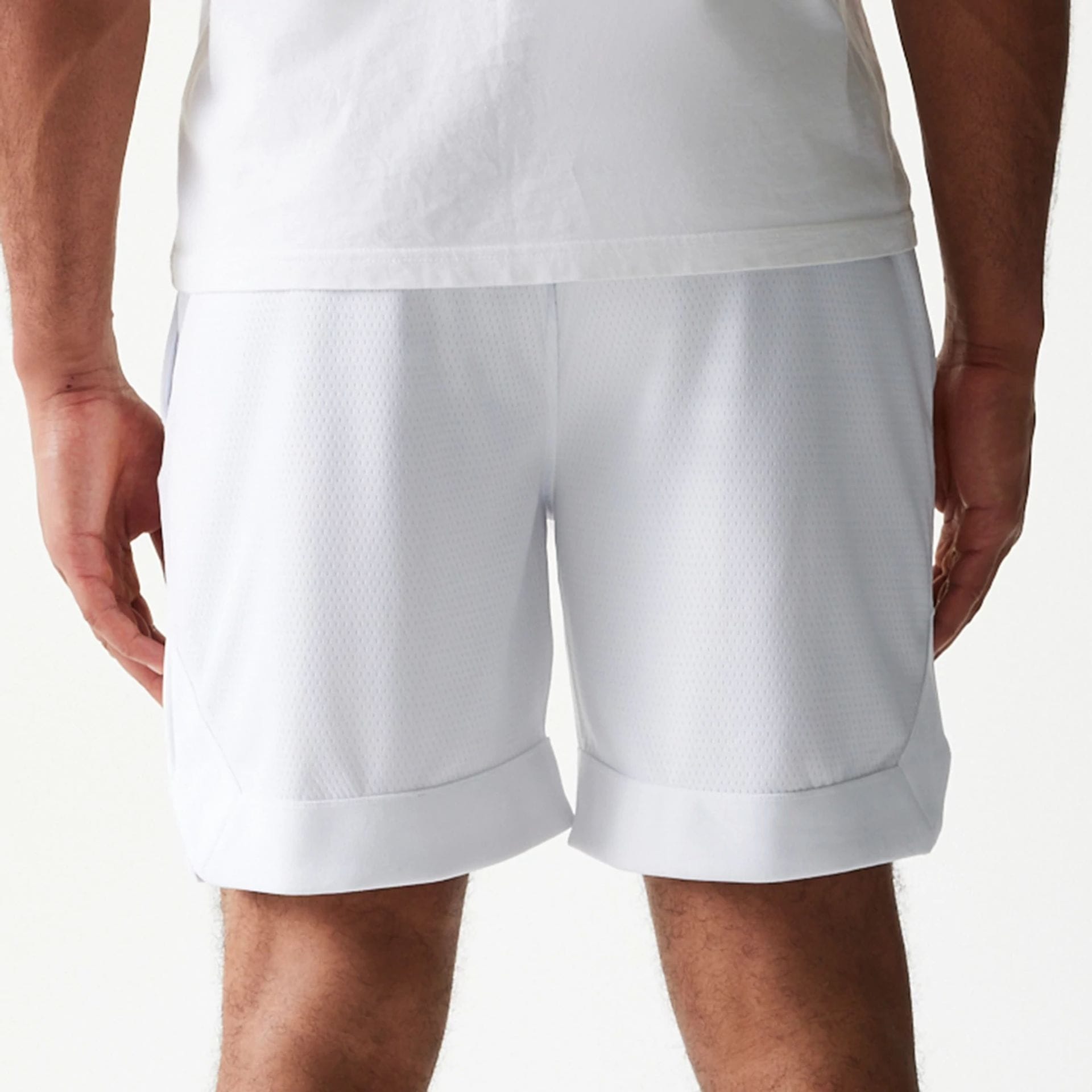 The Male model is wearing LA Dodgers Tonal Pack White Shorts 6