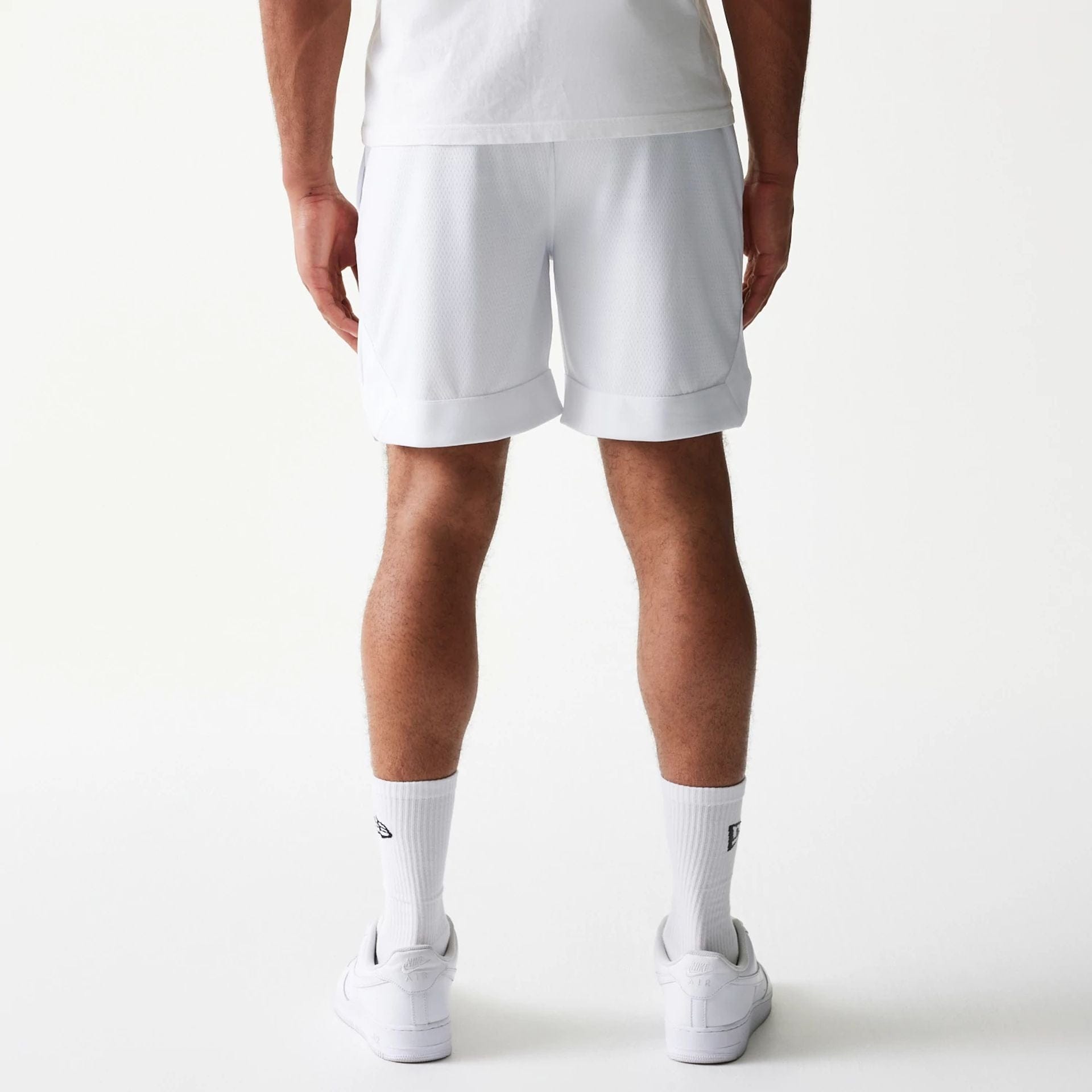 The Male model is wearing LA Dodgers Tonal Pack White Shorts 2