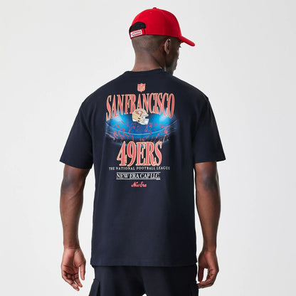 The Male model is wearing San Francisco 49ers NFL Black Oversized T-Shirt 2