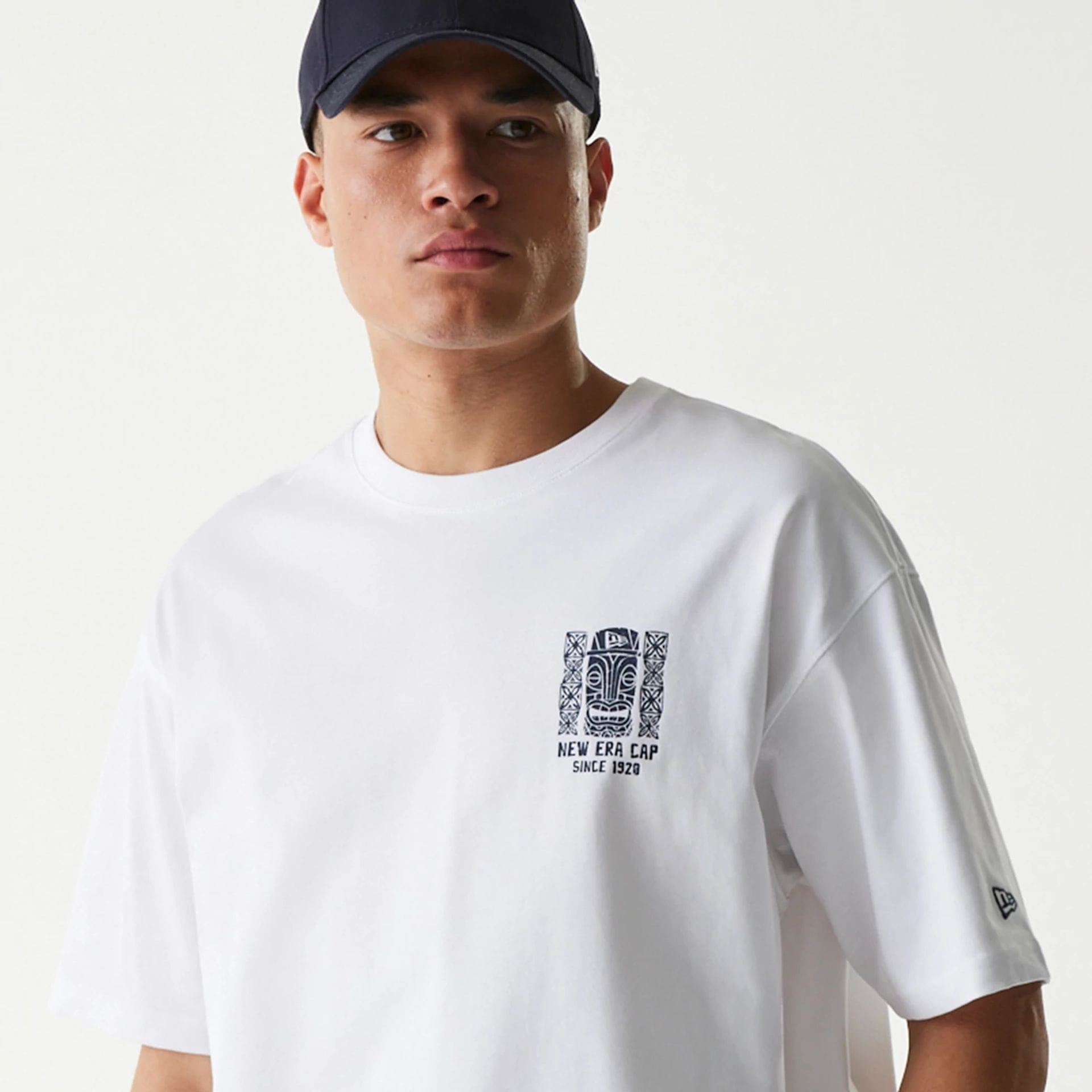 The Male model is wearing New Era Marine Life Club White Oversized T-Shirt 3