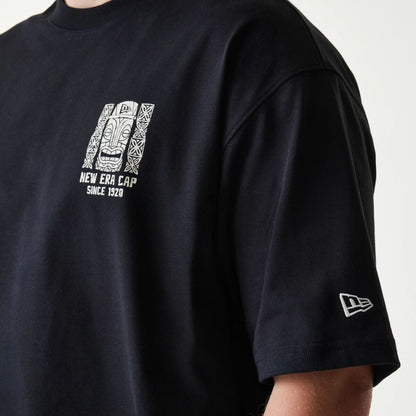 The Male model is wearing New Era Marine Life Club Black Oversized T-Shirt 3