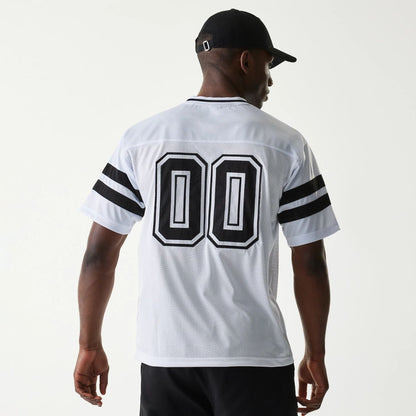 The Male model is wearing New Era Retro Sports White Mesh Jersey 2