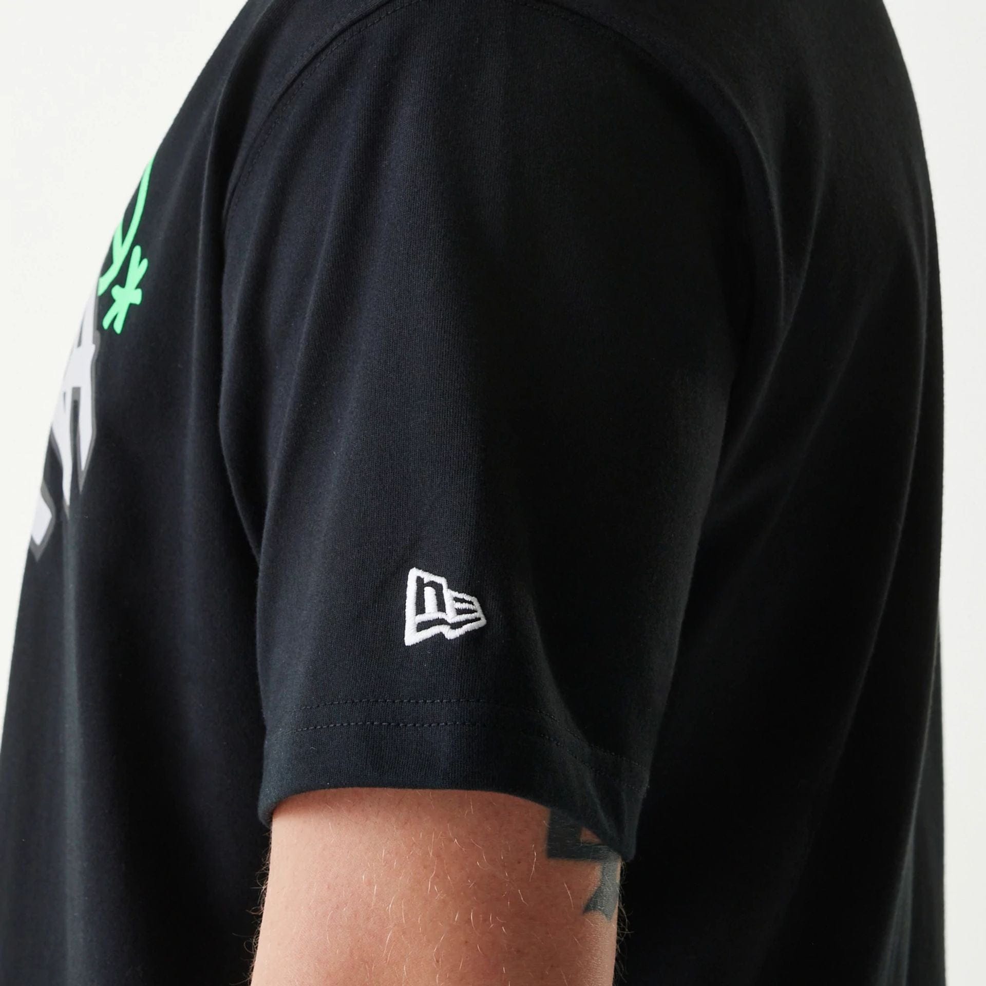 The Male model is wearing New Era Peace Symbol Black T-Shirt 5