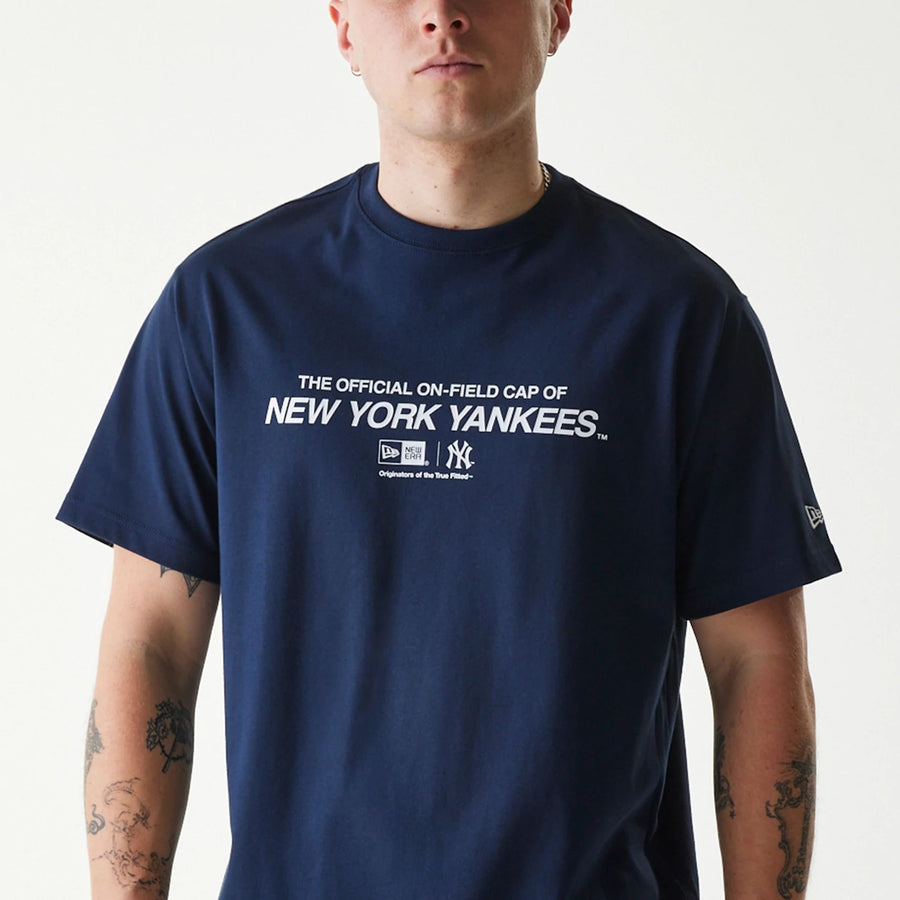The Male model is wearing New York Yankees MLB Uncle Sam Navy T-Shirt 5