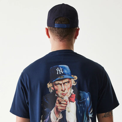 The Male model is wearing New York Yankees MLB Uncle Sam Navy T-Shirt 7
