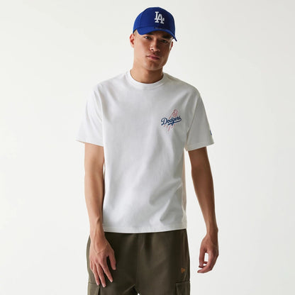 The Male model is wearing LA Dodgers MLB Cheering Food White T-Shirt 1