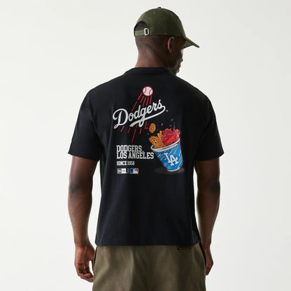 The Male model is wearing LA Dodgers MLB Cheering Food Black T-Shirt 2