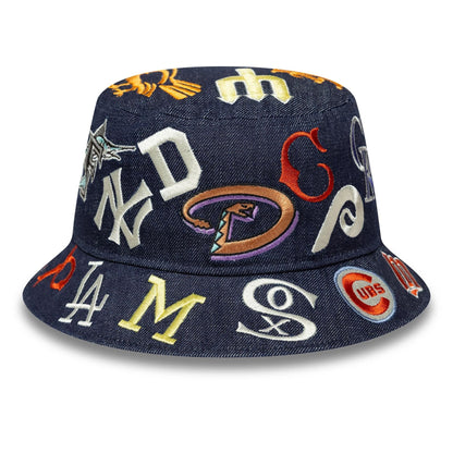This is a MLB All Over Black Bucket Hat 2
