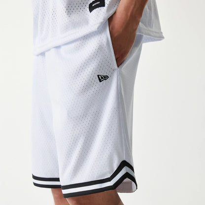 The Male model is wearing New Era Japan Mesh White Shorts 3