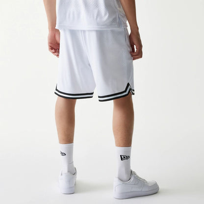 The Male model is wearing New Era Japan Mesh White Shorts 2