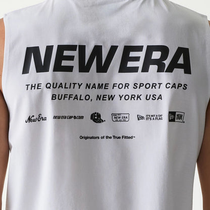 The Male model is wearing New Era Japan White Sleeveless T-Shirt 5