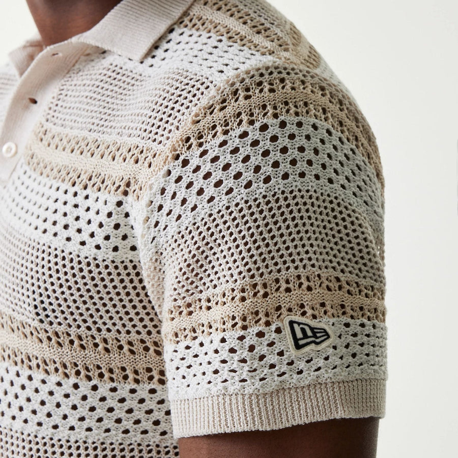 The Male model is wearing New Era Japan Mesh White Polo T-Shirt 4