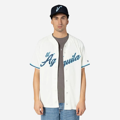 The Male model is wearing Veracruz Aguilas Mexico LMB On Field Cream On-Field Jersey 1
