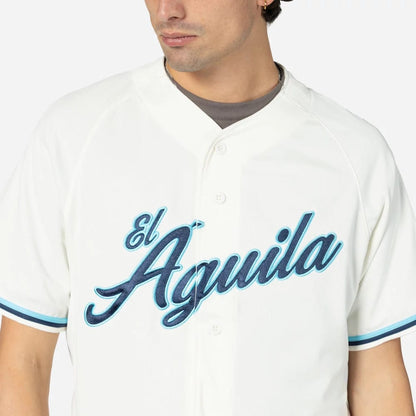 The Male model is wearing Veracruz Aguilas Mexico LMB On Field Cream On-Field Jersey 3