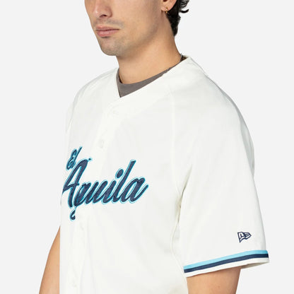 The Male model is wearing Veracruz Aguilas Mexico LMB On Field Cream On-Field Jersey 4