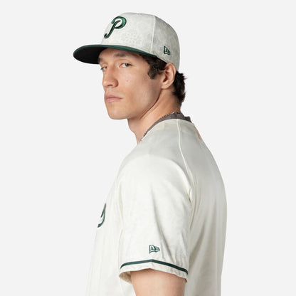 The Male model is wearing Puebla Pericos Mexico LMB On Field White On-Field Jersey 6