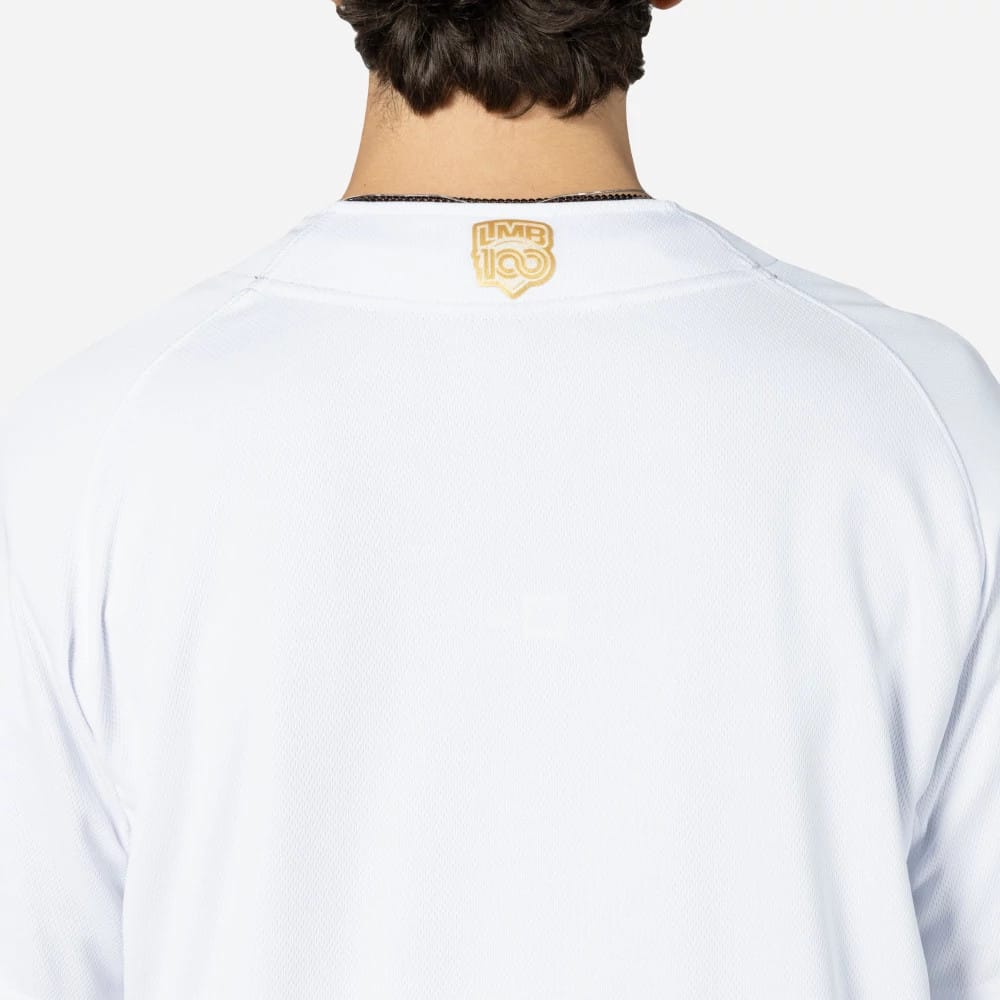 The Male model is wearing Charros De Jalisco Mexico LMB On Field White On-Field Jersey 6